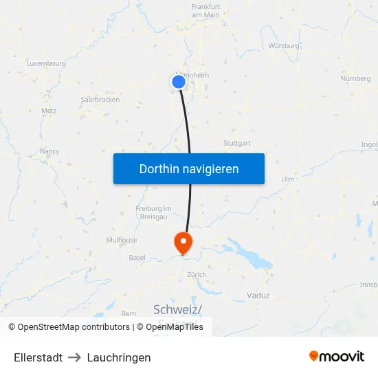Ellerstadt to Lauchringen map