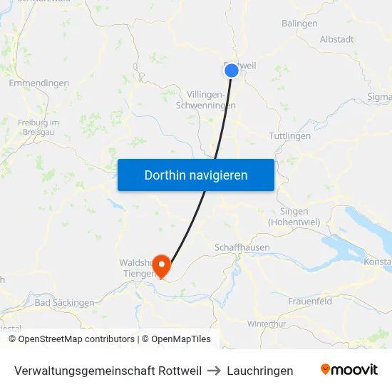 Verwaltungsgemeinschaft Rottweil to Lauchringen map
