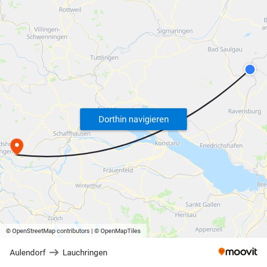 Aulendorf to Lauchringen map