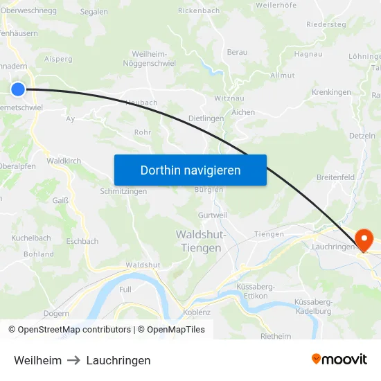 Weilheim to Lauchringen map