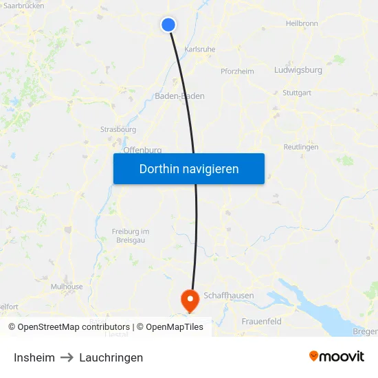 Insheim to Lauchringen map