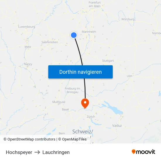 Hochspeyer to Lauchringen map
