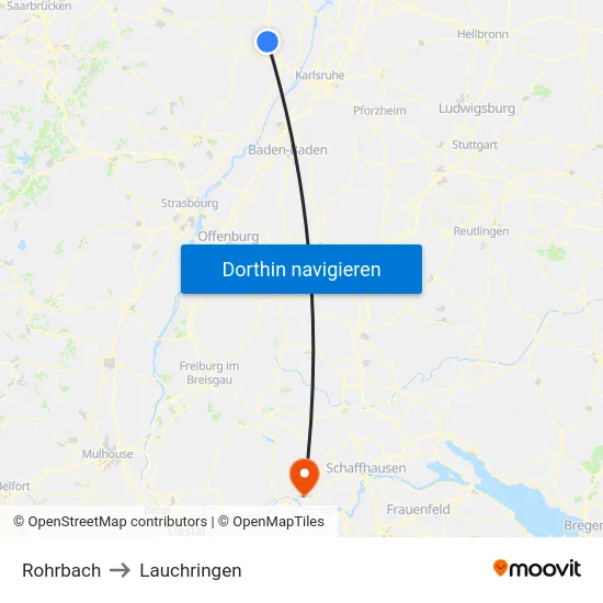 Rohrbach to Lauchringen map