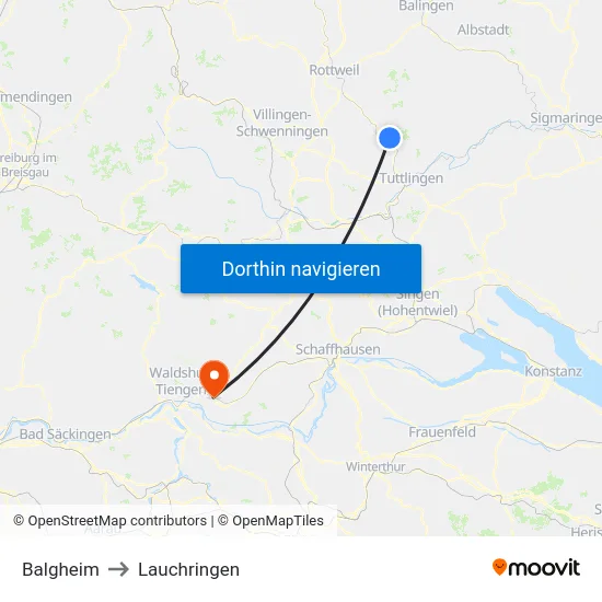 Balgheim to Lauchringen map