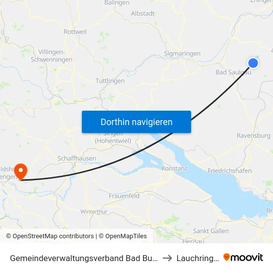 Gemeindeverwaltungsverband Bad Buchau to Lauchringen map