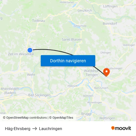 Häg-Ehrsberg to Lauchringen map