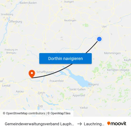 Gemeindeverwaltungsverband Laupheim to Lauchringen map