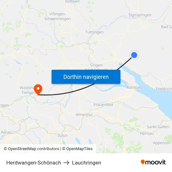Herdwangen-Schönach to Lauchringen map