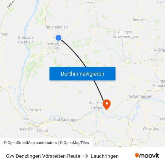 Gvv Denzlingen-Vörstetten-Reute to Lauchringen map