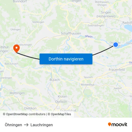 Öhningen to Lauchringen map