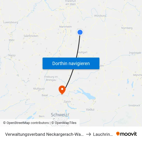 Verwaltungsverband Neckargerach-Waldbrunn to Lauchringen map
