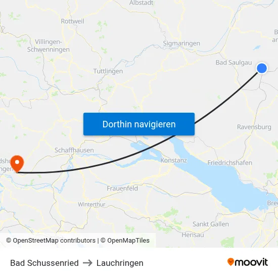 Bad Schussenried to Lauchringen map