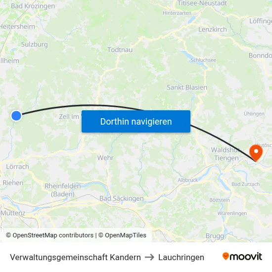 Verwaltungsgemeinschaft Kandern to Lauchringen map
