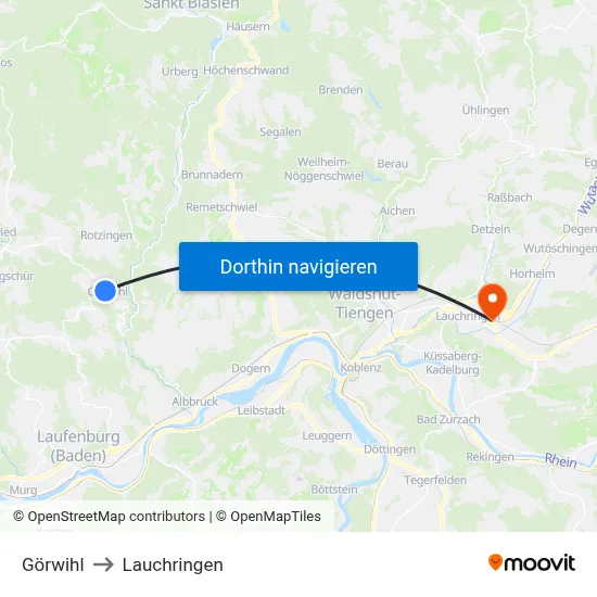 Görwihl to Lauchringen map