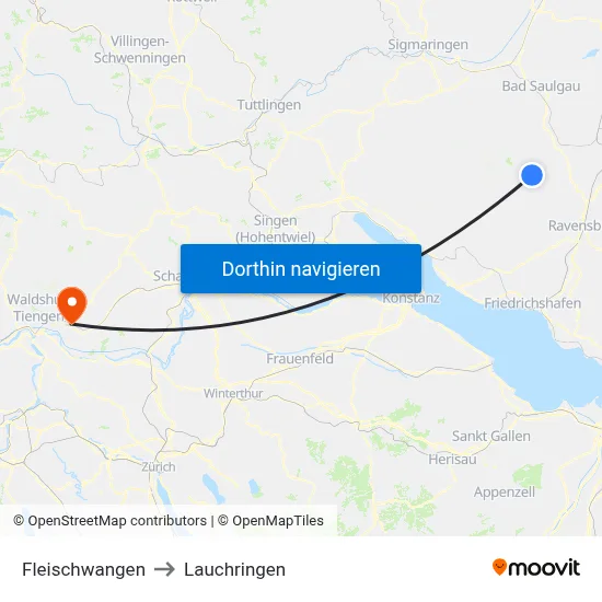 Fleischwangen to Lauchringen map