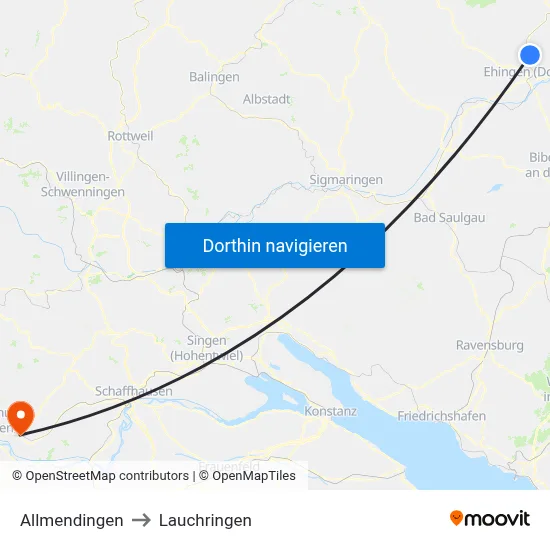 Allmendingen to Lauchringen map