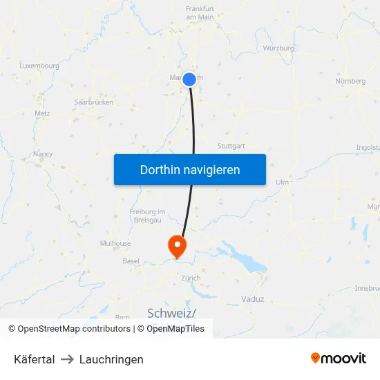 Käfertal to Lauchringen map