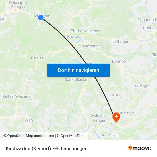 Kirchzarten (Kernort) to Lauchringen map