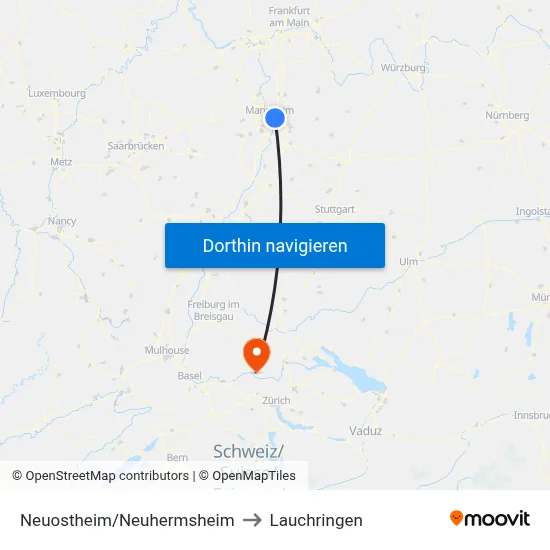 Neuostheim/Neuhermsheim to Lauchringen map