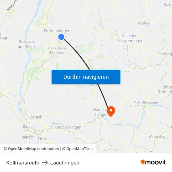 Kollmarsreute to Lauchringen map
