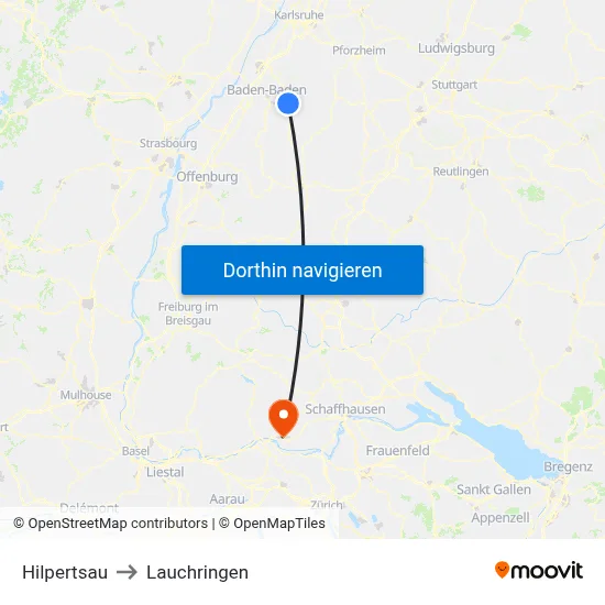 Hilpertsau to Lauchringen map