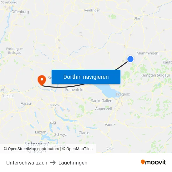 Unterschwarzach to Lauchringen map