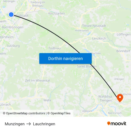 Munzingen to Lauchringen map