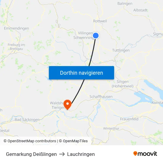 Gemarkung Deißlingen to Lauchringen map