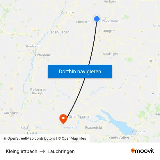 Kleinglattbach to Lauchringen map