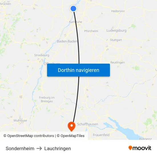 Sondernheim to Lauchringen map