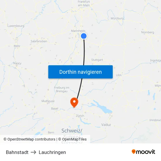Bahnstadt to Lauchringen map