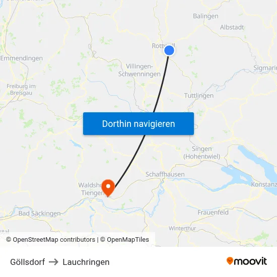 Göllsdorf to Lauchringen map