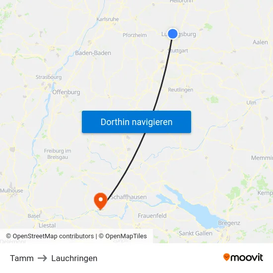 Tamm to Lauchringen map