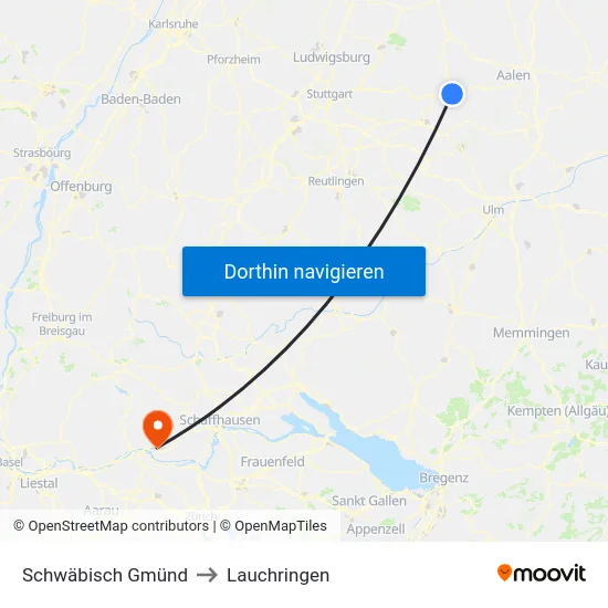 Schwäbisch Gmünd to Lauchringen map
