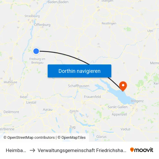 Heimbach to Verwaltungsgemeinschaft Friedrichshafen map