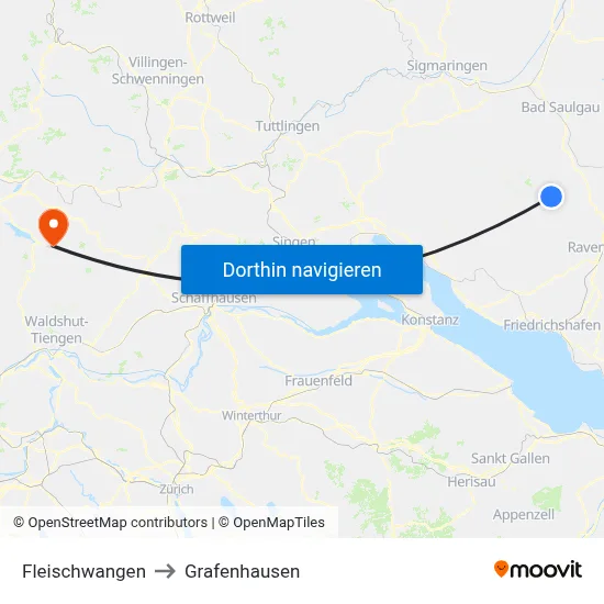 Fleischwangen to Grafenhausen map