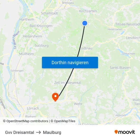 Gvv Dreisamtal to Maulburg map