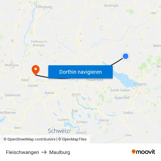 Fleischwangen to Maulburg map