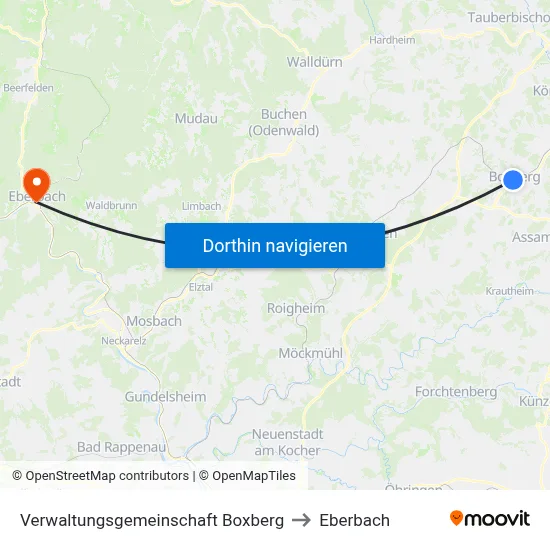 Verwaltungsgemeinschaft Boxberg to Eberbach map