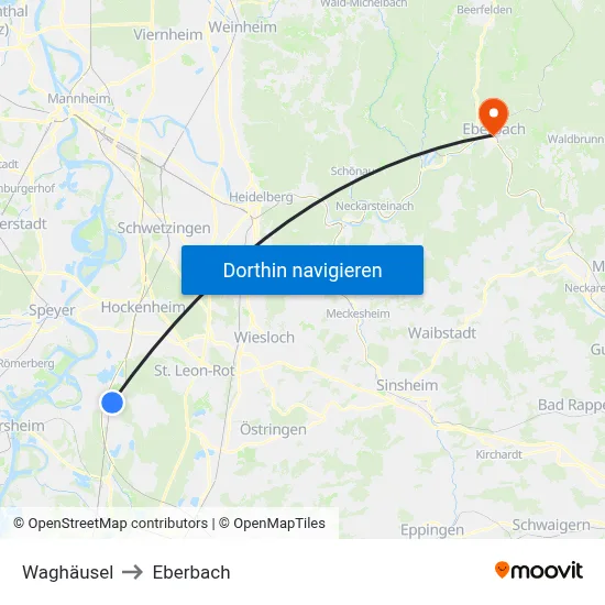 Waghäusel to Eberbach map