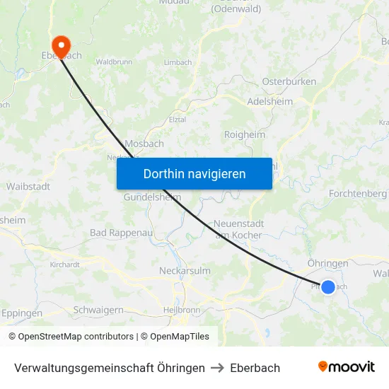 Verwaltungsgemeinschaft Öhringen to Eberbach map