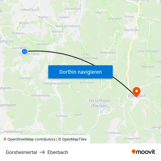 Gorxheimertal to Eberbach map