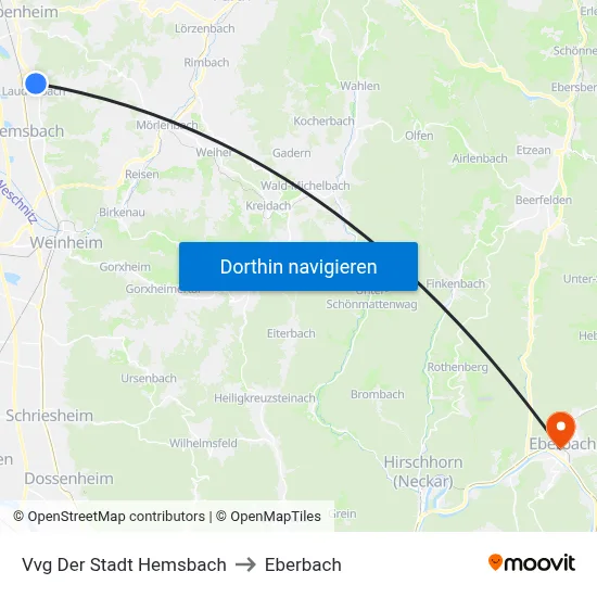 Vvg Der Stadt Hemsbach to Eberbach map