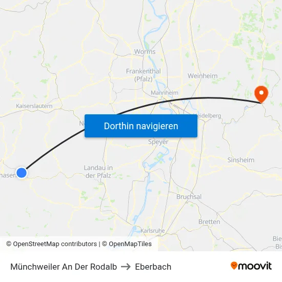 Münchweiler An Der Rodalb to Eberbach map