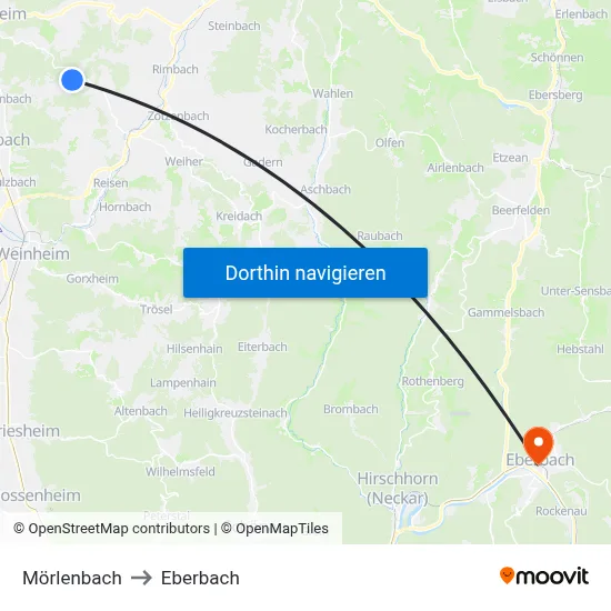 Mörlenbach to Eberbach map