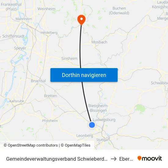 Gemeindeverwaltungsverband Schwieberdingen-Hemmingen to Eberbach map
