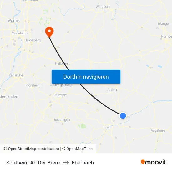 Sontheim An Der Brenz to Eberbach map