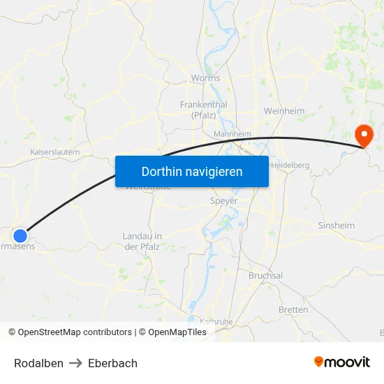 Rodalben to Eberbach map