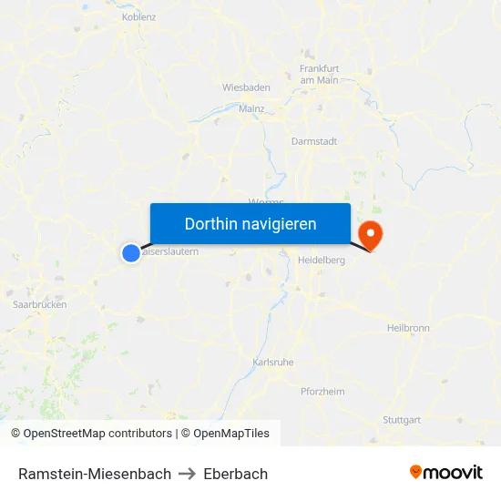 Ramstein-Miesenbach to Eberbach map