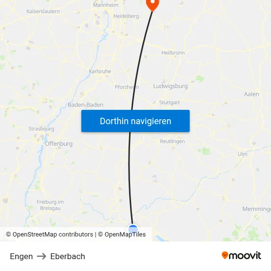 Engen to Eberbach map